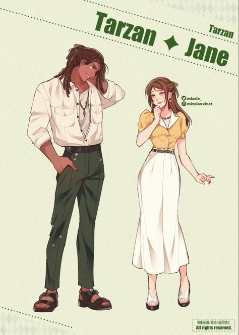 Jane Tarzan, Tarzan Disney, Disney Au, Tarzan And Jane, Disney Character Art, Disney Princess Artwork, Disney Princess Fan Art, Disney Princess Fashion, Disney Collage