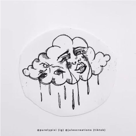 Cloud With Face Drawing, Clouds With Faces Drawing, Arte Hippy, Free Tattoo Designs, Cloud Tattoo, White Drawing, Free Tattoo, Aesthetic Tattoo, Tattoo Flash Art