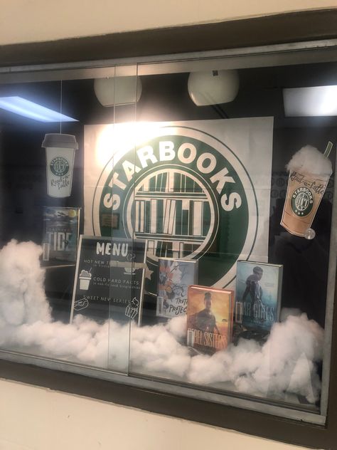 My little display Case High School Display Case Ideas, Middle School Display Case Ideas, Starbooks Display, School Showcase Display Ideas, Library Display Case Ideas, Display Case Ideas For School, School Display Case Ideas, School Display Case, Display Case Ideas