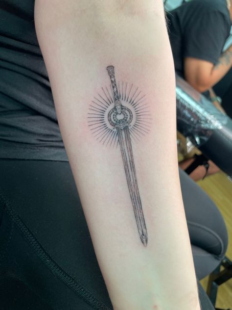 ANOTHER HAND TOUCHES THE BEACON #skyrim #dawnbreaker #sword Skyrim Tattoo Swords, Dawn Breaker Skyrim, Dawn Breaker Skyrim Tattoo, Minimalist Skyrim Tattoo, Dawnbreaker Skyrim Tattoo, Skyrim Hand Tattoo, Skyrim Inspired Tattoos, Dawnbreaker Skyrim, Dawnbreaker Tattoo