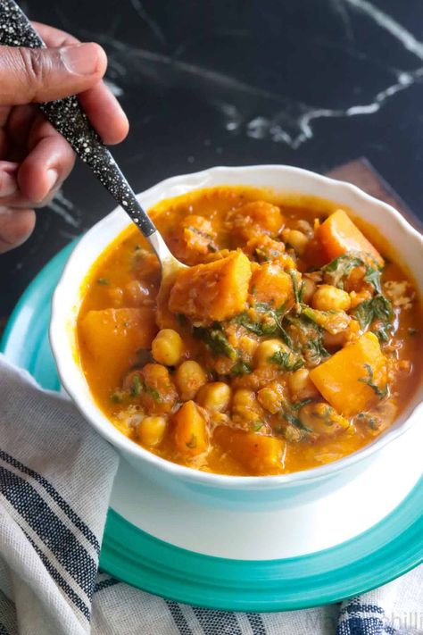 Butternut Squash Curry Instant Pot, Curry With Spinach, Instant Pot Butternut Squash, Butternut Squash Spinach, Squash Curry, Butternut Squash Curry, Indian Breads, Recipe Instant Pot, Vegan Curry Recipes