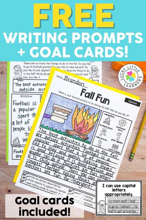 Writing Prompts For Second Grade, Teaching Writing Elementary, Second Grade Writing Prompts, Printable Writing Prompts, Fall Writing Activities, Thanksgiving Writing Prompts, October Writing, Free Writing Prompts, Second Grade Writing