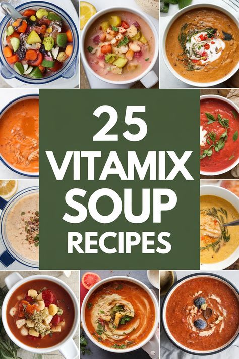 Easy and healthy vitamix soup recipes for busy weeknights. Discover delicious, nutrient-packed soups made with whole ingredients, all blended to perfection in minutes. From creamy vegetable purees to comforting hot soups, these recipes are perfect for anyone seeking time-saving meals. Puree Soup Recipes, Vitamix Soup Recipes, Lentil Soups, Vitamix Soup, Butter Bean Soup, Creamy Wild Rice Soup, Blender Soup, Split Pea Soup Recipe, Vitamix Blender