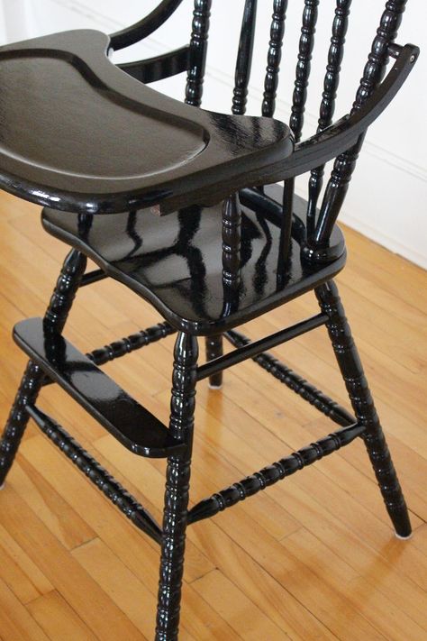 Vintage High Chair Makeover, Wooden Highchair Makeover, Wooden High Chair Makeover, Tremclad Paint, Painted High Chairs, Wood High Chairs, Baby Chairs, Vintage High Chairs, Wooden High Chair