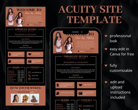 Acuity Scheduling Template, DIY Booking Site Template, Acuity Design, Lash Tech, Wax, Hair Stylist, Makeup Artist, Squarespace Scheduling Sculpting Makeup, Coffee Site, Scheduling Template, Booking Sites, Lash Tech, Graphic Design Lessons, Template Site, For Lash, Text Fonts