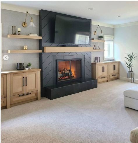 Fireplace And Tv, Living Room Built Ins, Build A Fireplace, Finished Basement Ideas, Basement Living Rooms, Fireplace Built Ins, Living Room Decor Fireplace, Home Fireplace, Basement Renovations