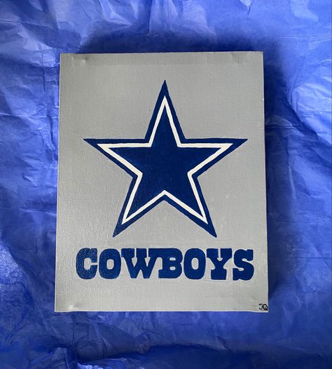 Dallas Cowboy Painting, Dallas Cowboys Painting Canvases, Nfl Painting, Dallas Cowboys Painting, Cowboys Painting, Painted Brick House, Dallas Cowboy, Painting Canvases, Easy Canvas