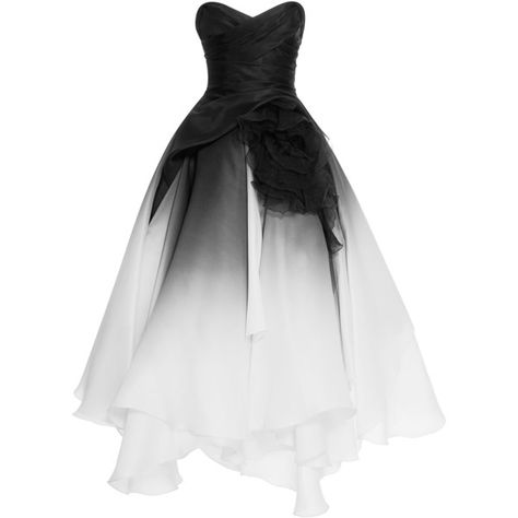 Marchesa Ombre Silk Gown ($5,995) ❤ liked on Polyvore featuring dresses, gowns, black, marchesa, sweetheart ball gown, embellished gown, strapless evening gowns, silk dress and tea length evening dresses Black And White Ball Gowns, Black And White Ball Gown, Tea Length Gown, Ombre Gown, Black And White Gown, Strapless Ball Gown, Gowns Black, Marchesa Spring, Silk Evening Gown