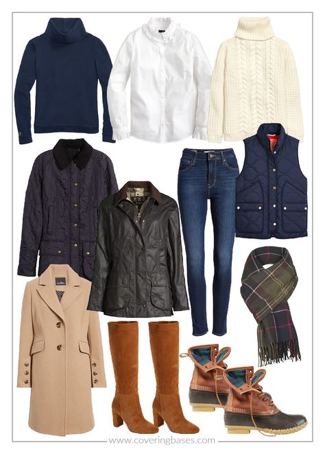 British Look Outfits, New England Style Fashion Fall, British Designers Fashion, Sloane Ranger Style Preppy, Preppy Work Outfits Women Winter, Fashion Country Style, New England Preppy Style Winter, Autumn Preppy Outfits, New England Capsule Wardrobe