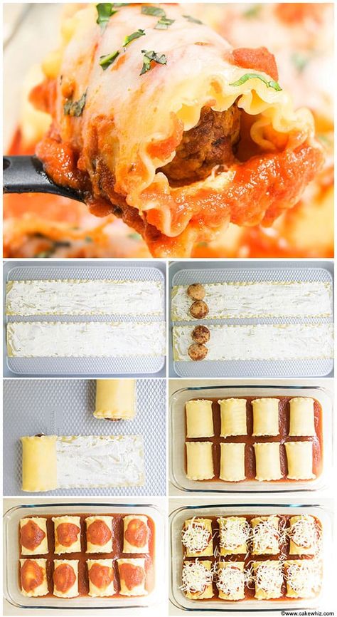 Meatball Lasagna Roll Ups Meatball Roll Ups, Meatball Lasagna, Oven Dinners, Wheat Pasta Recipes, Luncheon Ideas, Lasagna Roll Ups, Baked Recipes, Lasagna Roll, Favorite Casseroles