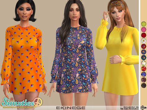 Sims 4 Cc 1970s Clothes, Sims 4 Cc 60s Clothes, Sims 4 1960s, Sims 4 1960s Cc, Sims 4 60s Cc, Sixties Outfits, 60s Disco, Mid Evil, Sims 4 Decades Challenge