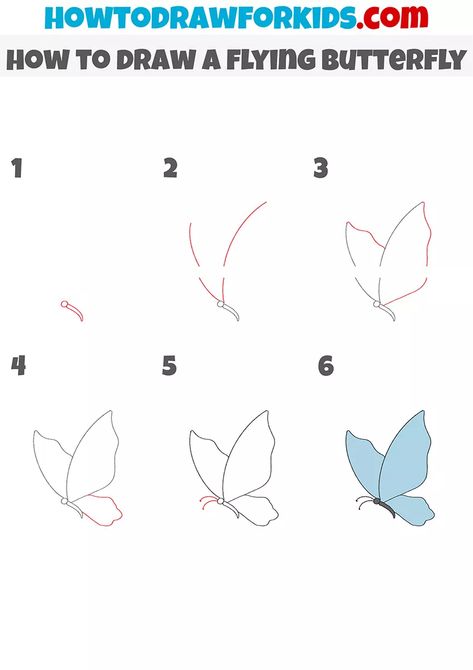 How To Draw A Small Butterfly, Easy Canvas Art Butterfly, Easy Way To Draw A Butterfly, Drawing Tutorial Butterfly, Flying Things Drawing, Flying Butterflies Drawing, How To Draw Simple Butterfly, How To Paint A Butterfly Easy, Butter Flying Drawing Easy