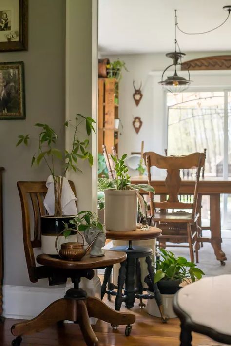 DIY Plant Stands From Vintage Stools – Thrifty Style Team | Hometalk Round Side Table Makeover, Diy Outdoor Candles, Diy Plant Stands, Thrifty Style, Diy Framed Art, Side Table Makeover, Repurposed Dresser, Vintage Crock, Diy Planter Box