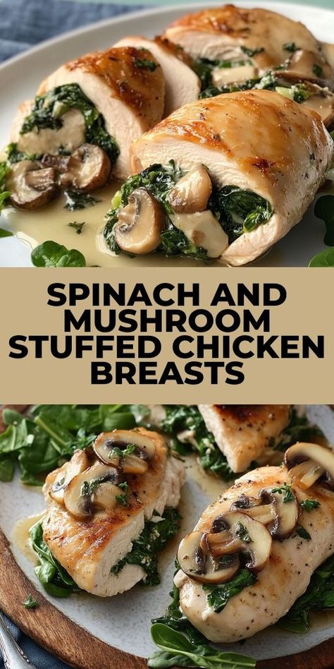 Make dinner a little more exciting with these Spinach and Mushroom Stuffed Chicken Breasts! 🍗🍄 Filled with a savory blend of spinach, mushrooms, and cheese, this recipe delivers a healthy yet indulgent meal. Perfect for weeknights or family dinners. 🌿 👉 Save this Pin to try this stuffed chicken recipe! #StuffedChicken #HealthyDinner #ChickenRecipes #SpinachAndMushrooms #WeeknightMeals #LowCarbRecipes #FamilyDinnerIdeas #EasyChickenRecipes #DinnerInspiration Mushroom Stuffed Chicken Breast, Stuffed Chicken Breast Recipes, Mushroom Stuffed Chicken, Stuffed Chicken Recipe, Mushroom Stuffed, Spinach And Mushroom, Stuffed Chicken Breasts, Stuffed Chicken Breast, Shredded Chicken Recipes