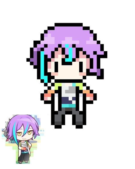 Omori Lightbulb Pixel, Project Sekai Pixel Art Grid, Pixel Anime Characters, Pixel Character Template, Vocaloid Pixel Art Grid, Pjsk Perler Beads, Omori Pixel Art Grid, Kandi Minecraft, Pixel Art Characters Anime