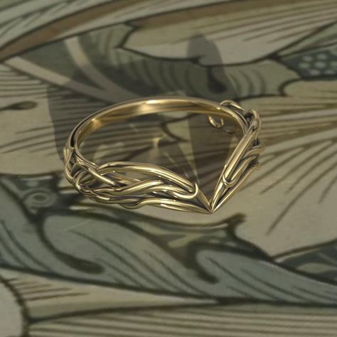 To see our entire Elven collection, click here: https://www.etsy.com/shop/MetalWendler?ref=seller-platform-mcnav&search_query=elvish This Woodlands Vine Fantasy themed engagement ring is made from recycled gold and is handmade with a comfort fit to your size. Perfect for the nature lover.  Ring Specs: ● Band is 6.8mm at widest point, then tapers thinner towards the bottom for an elegant curve.  ● Metals: 10-18k gold. This ring is available with different metals, message me about your idea.   I o Elden Ring Ring, Acotar Inspired Rings, Elven Ring Men, Elven Jewelry Rings, Sinple Rings, Fantasy Wedding Band, Acotar Wedding Ring, Sapphic Wedding Rings, Pagan Wedding Rings