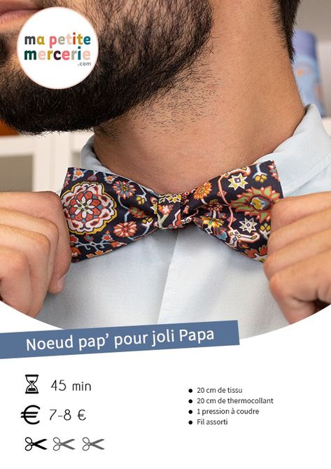 Tuto : fabriquer un noeud papillon facile Diy Couture, Diy Clothes, Bow Tie, Couture, Mens Outfits, Sewing, Clothes, Diy Clothing