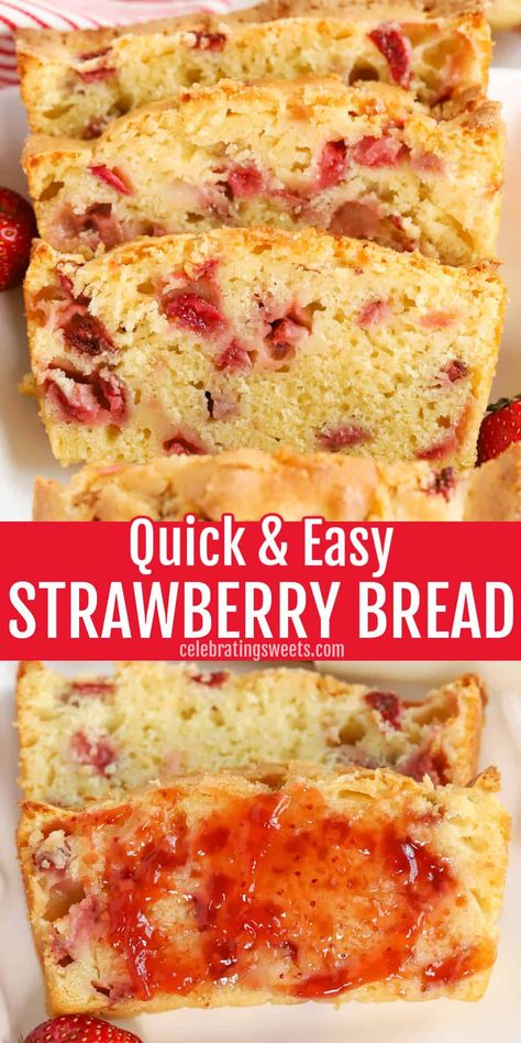 Diced Strawberries, Strawberry Bread Recipes, Celebrating Sweets, Bread Quick, Strawberry Cake Easy, Boxed Cake Mixes Recipes, Bread Puddings, Strawberry Bread, Almond Extract