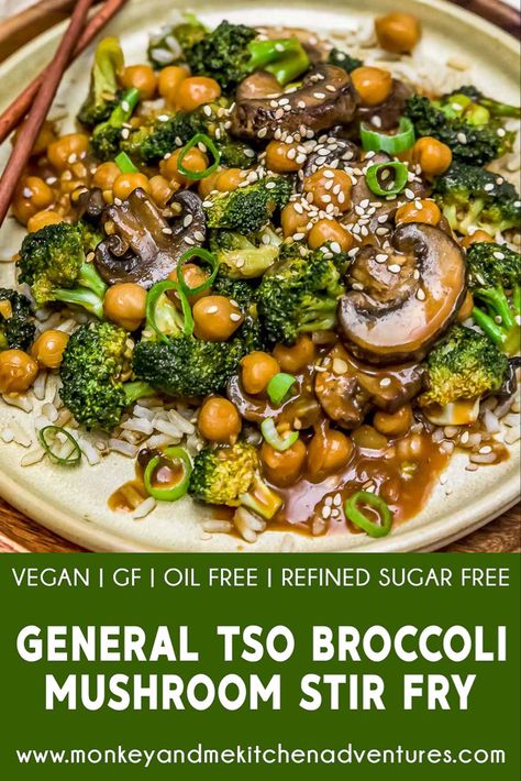 Broccoli Mushroom Stir Fry, Broccoli Mushroom, Blue Zones Recipes, Zone Recipes, Mushroom Stir Fry, Dinner Vegan, General Tso, Vegan Asian, Plant Based Eating