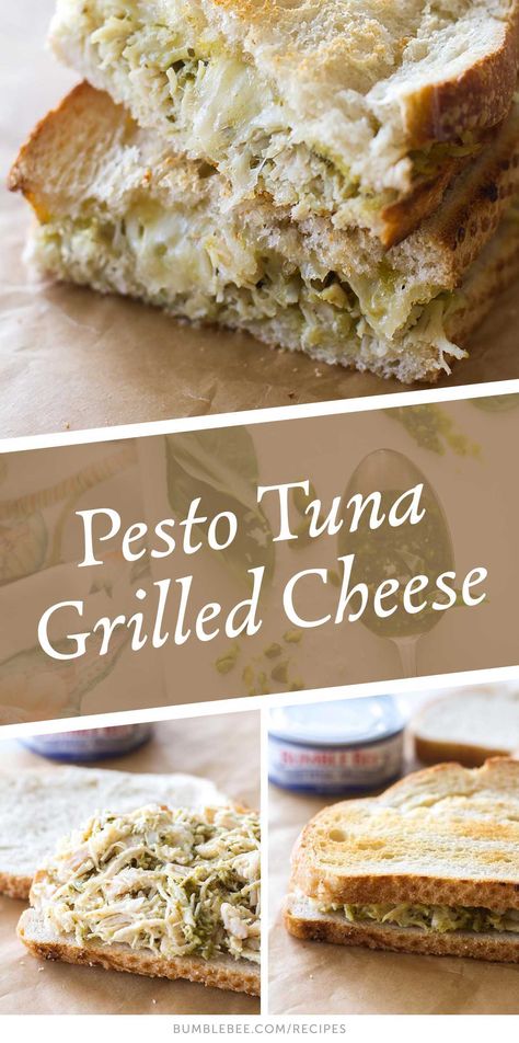 An Italian twist on a classic, this Pesto Tuna Grilled Cheese Sandwich is tasty beyond belief. Pesto Tuna Sandwich, Tuna Grilled Cheese, Tuna Grilled, Pesto Tuna, April Meals, Grilled Cheese Recipes Easy, Best Tuna Sandwich, Tuna Wraps, Tuna Sandwich Recipes