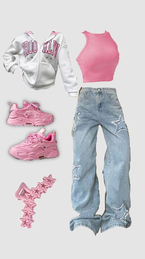 #Pink #outfit #stars #beautiful #streetwear #shein Cargos Outfits, Pink Cargos, Shein Aesthetic, Cargo Outfits, Stars Beautiful, Cargo Outfit, Outfit School, Space Outfit, Aesthetic Streetwear