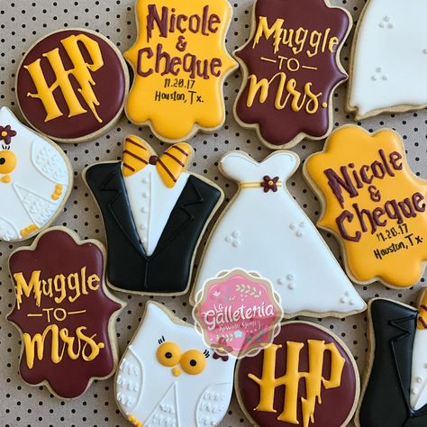 From Muggle To Mrs, Muggle To Mrs, Harry Potter Bridal Shower, Brain Storming, Harry Potter Wedding Theme, Bridal Shower Cookies, Harry Potter Wedding, Harry Potter Theme, Jack And Jill