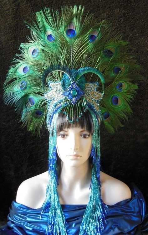 House Serrett, Peacock Crown, Fantasy Peacock, Peacock Fashion, Peacock Shoes, Wearable Accessories, Crown Headdress, Peacock Costume, Peacock Pictures