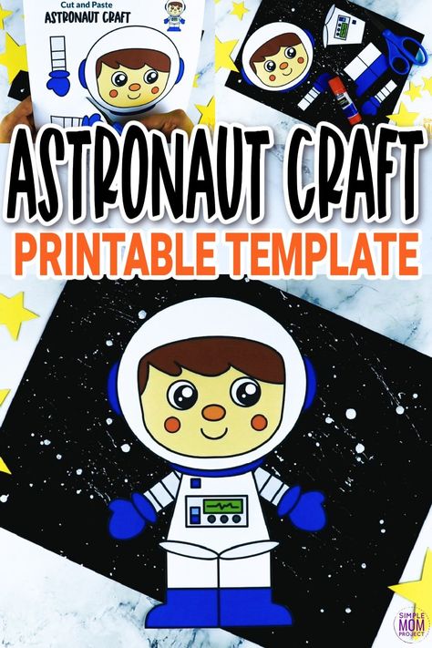 Do you know Neil Armstrong? He’s an astronaut who made history by becoming the first man to walk on the moon. Now let’s start these outer space fun craft activities with this printable astronaut craft Astronaut Template Free Printable, Astronaut Craft, Simple Mom Project, Planet Crafts, King Craft, Snail Craft, Wall Art Tutorial, Construction Paper Crafts, Moon Crafts