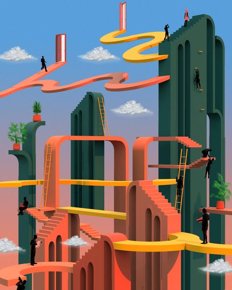 Tishk Barzanji, Wallpaper Architecture, The Emotions, Futuristic Art, Art Curator, Architecture Illustration, Retro Futuristic, Art And Illustration, Retro Futurism