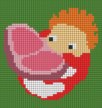 Alpha pattern #151421 | BraceletBook Ponyo Grid Pattern, Alpha Pattern Ponyo, Alpha Patterns Studio Ghibli, Studio Ghibli Grid Pattern, Alpha Pattern Ghibli, Crochet Pixel Grid Pattern, Studio Ghibli Alpha Pattern, Ponyo Ocean, Ponyo Crochet