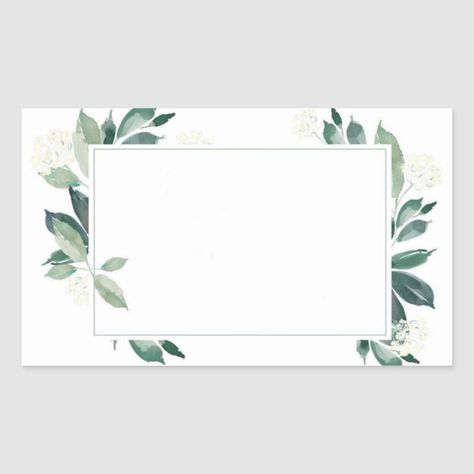 Watercolor Leafy green botanical Rectangular Sticker | Zazzle.com | Floral border design, Flower frame, Green sticker Digital Invitations Wedding, Flower Graphic Design, Creation Art, Green Sticker, Floral Border Design, Botanical Artwork, Shop Watercolor, Flower Background Wallpaper, Flower Graphic