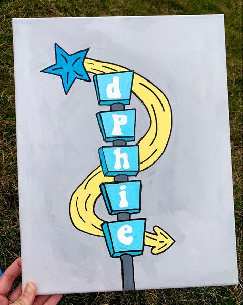 Canvas Art Sorority, Theta Painting Canvases, Gphi Canvas Paintings, Canvas Painting Ideas Sorority, Dphie Canvases, Sorority Painting Canvases, Easy Sorority Canvas, Big Little Canvas Ideas, Big Little Paintings