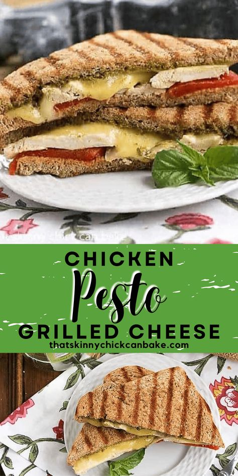 Chicken Pesto Grilled Cheese - an out of this world grilled cheese with chicken, pesto, peppers and two cheeses! #grilledcheese #sandwich #pesto #chicken Handheld Recipes, Pesto Grilled Cheese, Best Sandwich Recipes, Chicken Pesto, Veggie Wraps, Pork Sandwich, French Dip, Sandwiches For Lunch, Eat Lunch