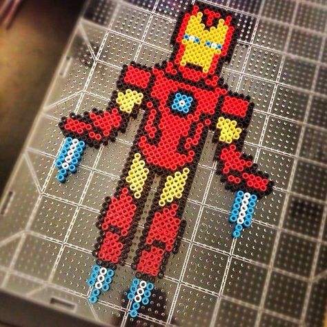 Iron man perler beads Avengers Perler, Nerd Crafts, 3d Perler Bead, Art Perle, Hama Beads Design, Diy Perler Beads, Iron Beads, Melting Beads, Perler Beads Designs