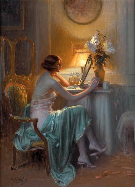 https://flic.kr/p/rF7bbf | enjolras, delphin - Jonge dame maakt zich op | Delphin Enjolras  1857-1945  Frankrijk Delphin Enjolras, Masterpieces Painting, Painted Portraits, Academic Art, Lighting Art, Historical Painting, Classic Paintings, Victorian Art, Arte Fantasy