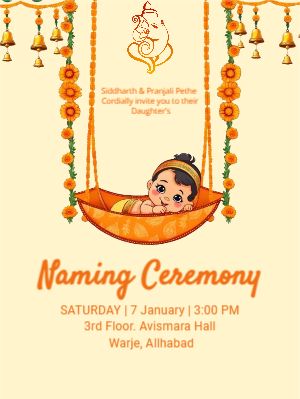 Ceremony Template, Naming Ceremony Invitation, Indian Ceremony, Cradle Ceremony, Baby Naming, Ceremony Invitation, Wedding Dresses Men Indian, Edit Template, Baby Cradle