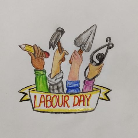 Labour day drawing / labour day poster #labourday #labourdaydrawing #labourdayposter Dignity Of Labour Drawing, Labour Day Drawing Ideas, Labor Day Drawings, Labour Day Card Ideas, Dignity Of Labour Poster, Labour Day Poster Ideas, Labour Day Drawing, Labour Day Poster, Corruption Poster