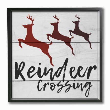 The Stupell Home Decor Collection Reindeer Crossing Sign Framed Giclee Texturized Art, 12 x 1.5 x 12, Black Crossing Sign, Wall Art Plaques, Lithograph Print, Stupell Industries, Sign Wall, Textured Wall Art, Wall Plaque, New Wall, The Holiday Aisle