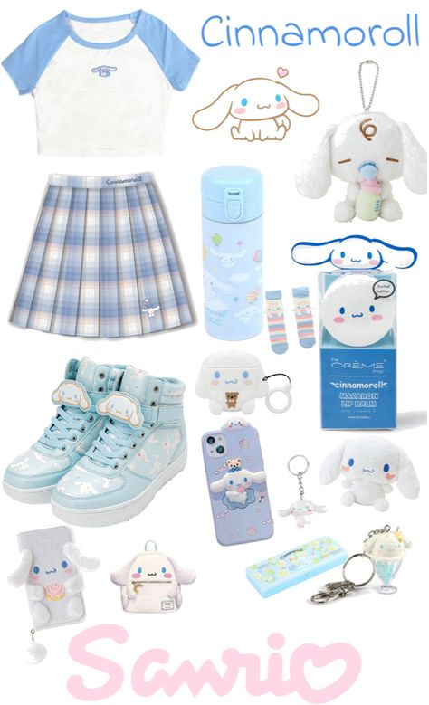 Cinnamon Roll Outfit, Cinnamoroll Outfit Aesthetic, Cinnamoroll Items, Cinnamon Roll Sanrio Inspired Outfit, Cinnamoroll Things, Cinnamoroll Inspired Outfit, Cute Cinnamoroll Outfit, Sanrio Outfits Cinnamoroll, Cinnamoroll Clothes Aesthetic