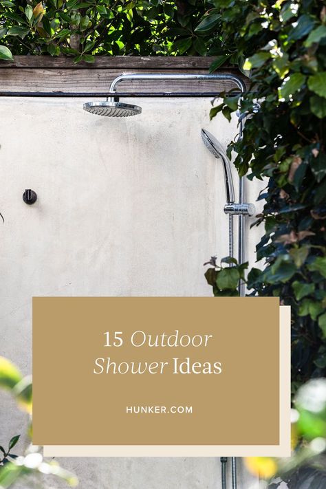 Here are our top outdoor shower ideas. There are plenty of outdoor shower options available in a wide range of price points. #hunkerhome #outdoorshower #outdoorshowerideas #outdoorshowerinspo Outdoor Shower Hardware, Outdoor Shower Wall Ideas, Outdoor Shower Inspiration, Shower Options, Outdoor Shower Ideas, Outdoor Shower Fixtures, Living In Luxury, Outdoor Shower Enclosure, Outdoor Showers