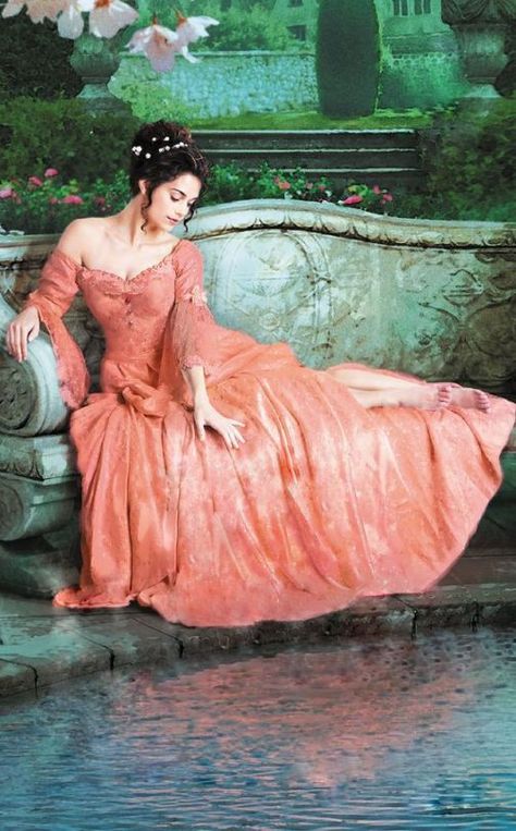 Sitting Pose, The Pond, A Woman, Orange, Water, Pink, Beauty