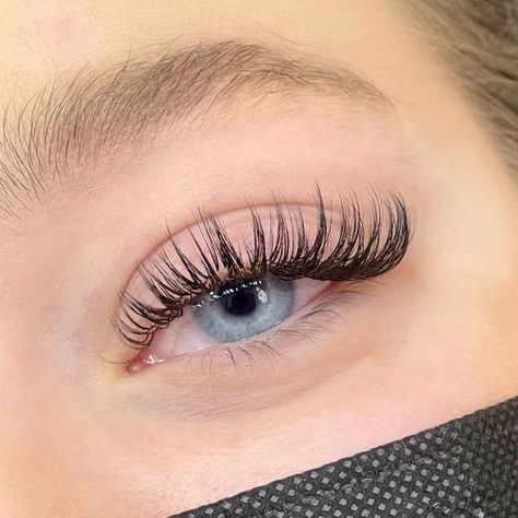 Long Full Classic Eyelash Extensions, Spiky Classic Lash Extensions, Classic Lash Cat Eye, Lash Extension Inspo Classic, Cat Eye Wet Look Lash Extensions, Light Volume Lash Extensions Cat Eye Wispy, Natural Cat Eye Eyelash Extensions, Eyelash Extensions Blue Eyes, Classic Lash Extensions Wet Look