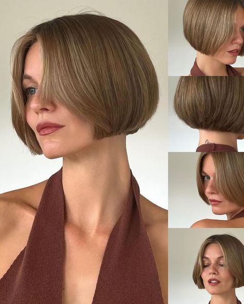 Passion Carré - Bob, pixie and short haircut on Instagram: "@louisa_mazzurana #bobhaircut #brownhair #browngirl #dress #dressmodel #smalltattoo #back #backdress" Super Short Bob, Brunette Short, Frosted Hair, Bob Pixie, Looks Country, Short Bob Haircuts, Bob Hair, Hair Color And Cut, Haircut For Thick Hair