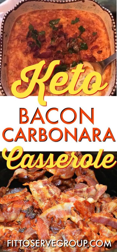 Keto Bacon Carbonara Casserole #keto #ketobaconcarbonara #ketocarbonara #lowcarb #lowcarbcarbonara Keto Canadian Bacon Recipes, Carbonara Casserole, Keto Bacon Recipes, Carbless Meals, Walmart Keto, Keto Entrees, Bacon Carbonara, Casserole Keto, Keto Bacon