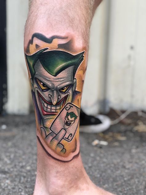 Animated Joker Tattoo, Tato Joker, Stephen King Tattoos, Joker Animated, Joker Tattoos, Batman Joker Wallpaper, Joker Wallpaper, Batman Tattoo, King Tattoos