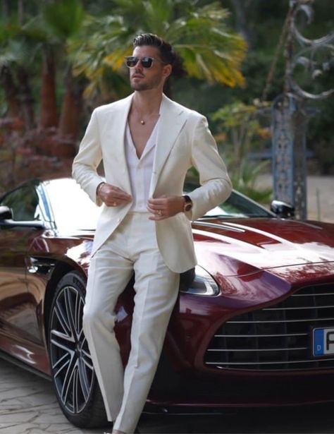 Billionaire Fashion, White Wedding Suits For Men, Kevin Lutolf, Mens White Suit, Prom Outfits For Guys, White Wedding Suit, Stylish Mens Suits, Mens Smart Casual Outfits, Classy Suits