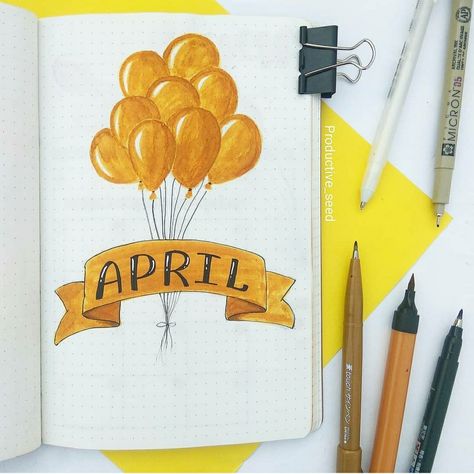 Birthday Month Bujo Theme, Birthday Bujo Theme, Birthday Month Bullet Journal, Birthday Bujo, April Bujo Cover, Bujo Cover Page, April Bujo, Bujo 2023, Bujo Cover