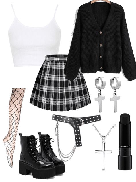 Outfit Inspo Tank Top, Tumblr Grunge 2014 Outfits, Polyvore Outfits Grunge, Casual Metalhead Outfit, Cute Dark Outfits, Emo Outfits Summer, White Grunge Outfit, Cute Alternative Outfits, Alt Fashion Outfits