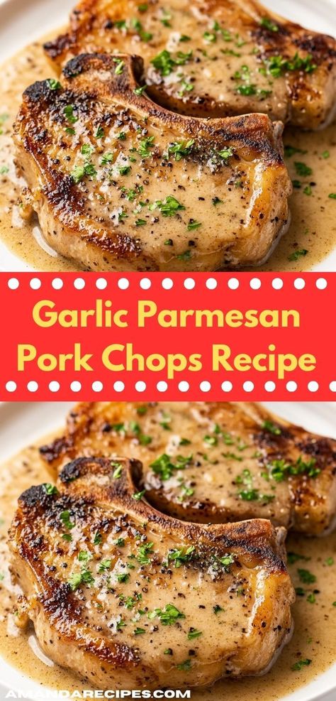 Looking for dinner ideas that impress? These Garlic Parmesan Pork Chops are an easy dinner recipe, featuring succulent pork coated in a rich garlic-parmesan sauce, perfect for a family meal or entertaining guests. Garlic Parmesan Pork Chops, Parmesan Pork Chops, Tender Pork Chops, Seared Pork Chops, Garlic Parmesan Sauce, Crockpot Pork Chops, Italian Spices, Garlic Cheese, Chops Recipe