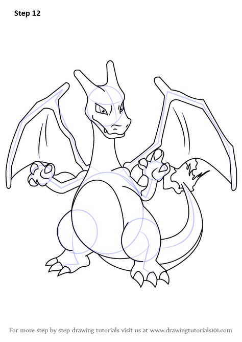 Learn How to Draw Charizard from Pokemon (Pokemon) Step by Step : Drawing Tutorials How To Draw Charizard, Pokemon Drawings Sketches Easy, Charmander Sketch, Charizard Drawings, Pokemon Pictures To Draw, How To Draw Pokemon Step By Step, Pokemon Sketches Pencil, Charizard Sketch, Pokemon Art Draw